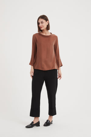 BELL SLEEVE MOCK NECK TOP