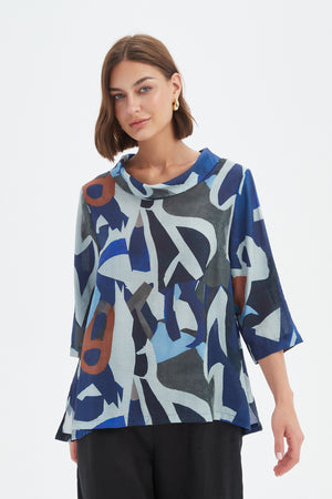 HIGH NECK PRINT TOP