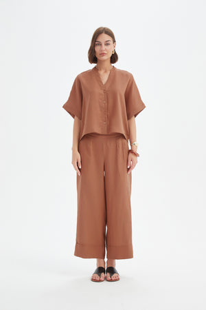BOXY BUTTON LINEN SHIRT