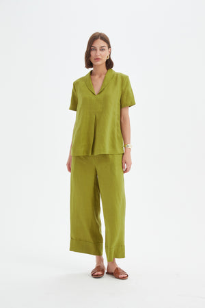 SHAWL COLLAR PLEAT TOP