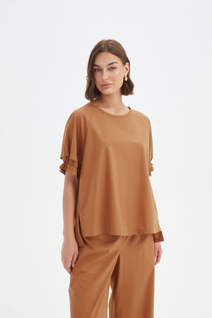 [PRE-ORDER] RUFFLE SLEEVE LYOCELL TOP