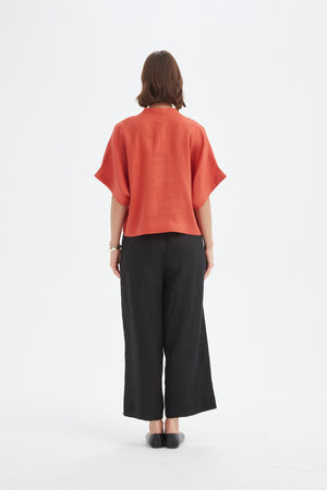 BOXY BUTTON LINEN SHIRT