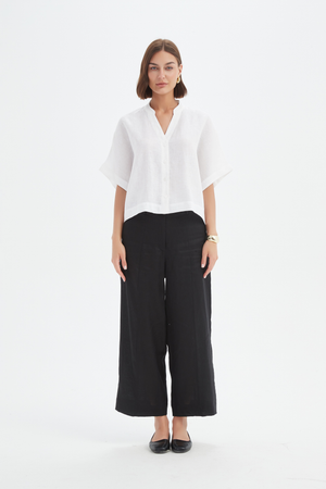 BOXY BUTTON LINEN SHIRT