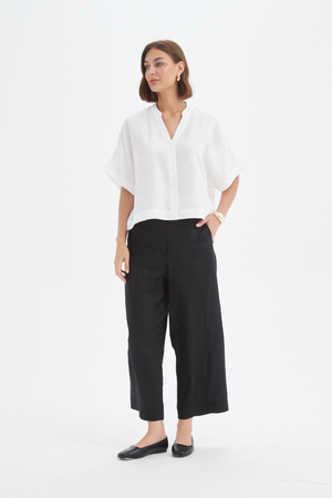 BOXY BUTTON LINEN SHIRT
