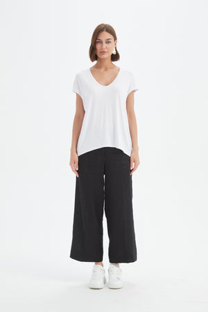 DEEP V CAP SLEEVE TEE