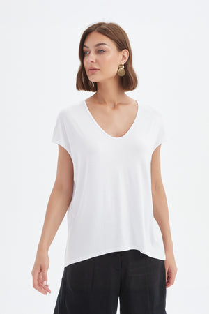 DEEP V CAP SLEEVE TEE