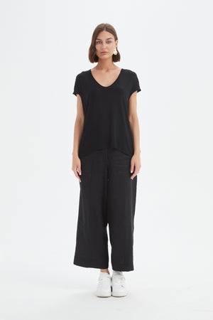 DEEP V CAP SLEEVE TEE