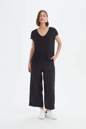 DEEP V CAP SLEEVE TEE