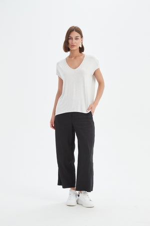 DEEP V CAP SLEEVE TEE
