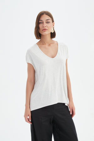 DEEP V CAP SLEEVE TEE