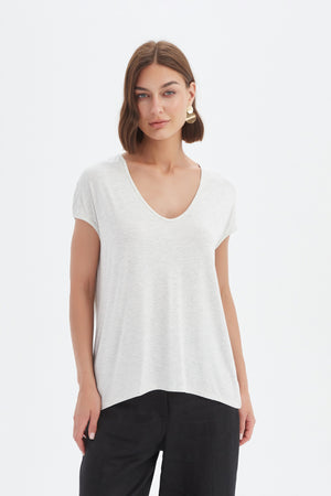 DEEP V CAP SLEEVE TEE