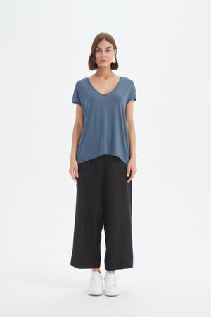 DEEP V CAP SLEEVE TEE
