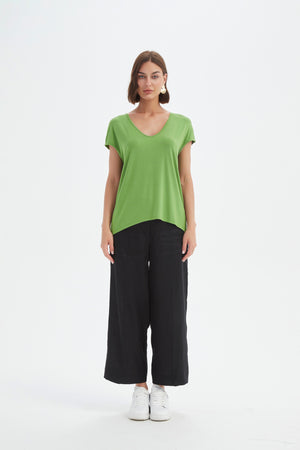 DEEP V CAP SLEEVE TEE