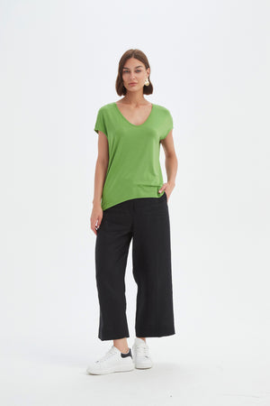 DEEP V CAP SLEEVE TEE