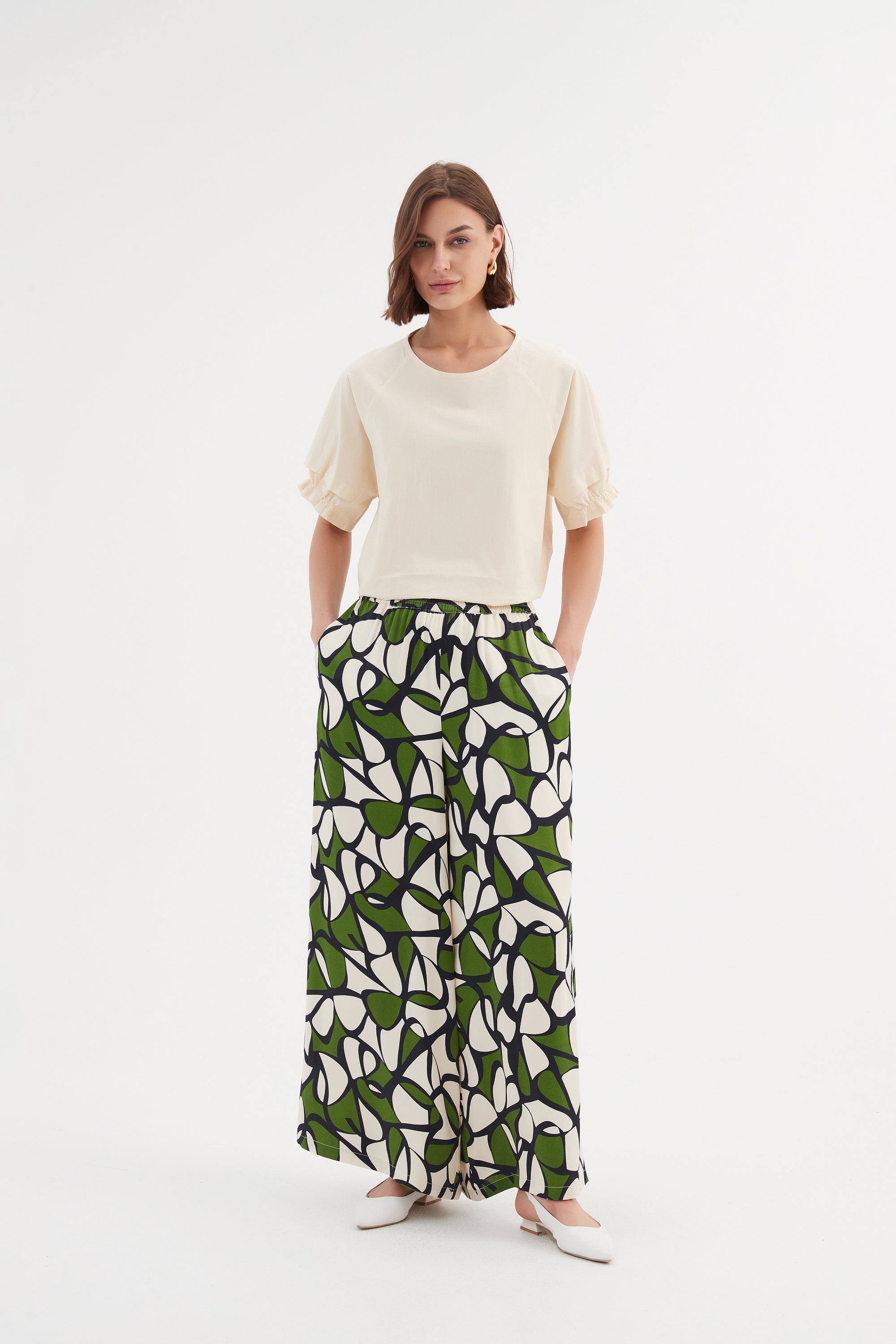 WIDE LEG PRINT PANT