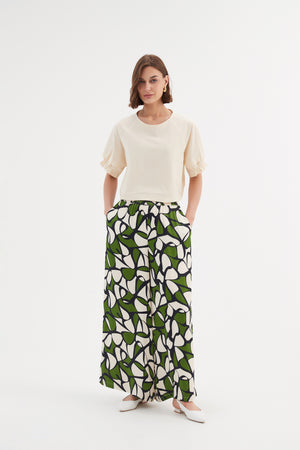 WIDE LEG PRINT PANT