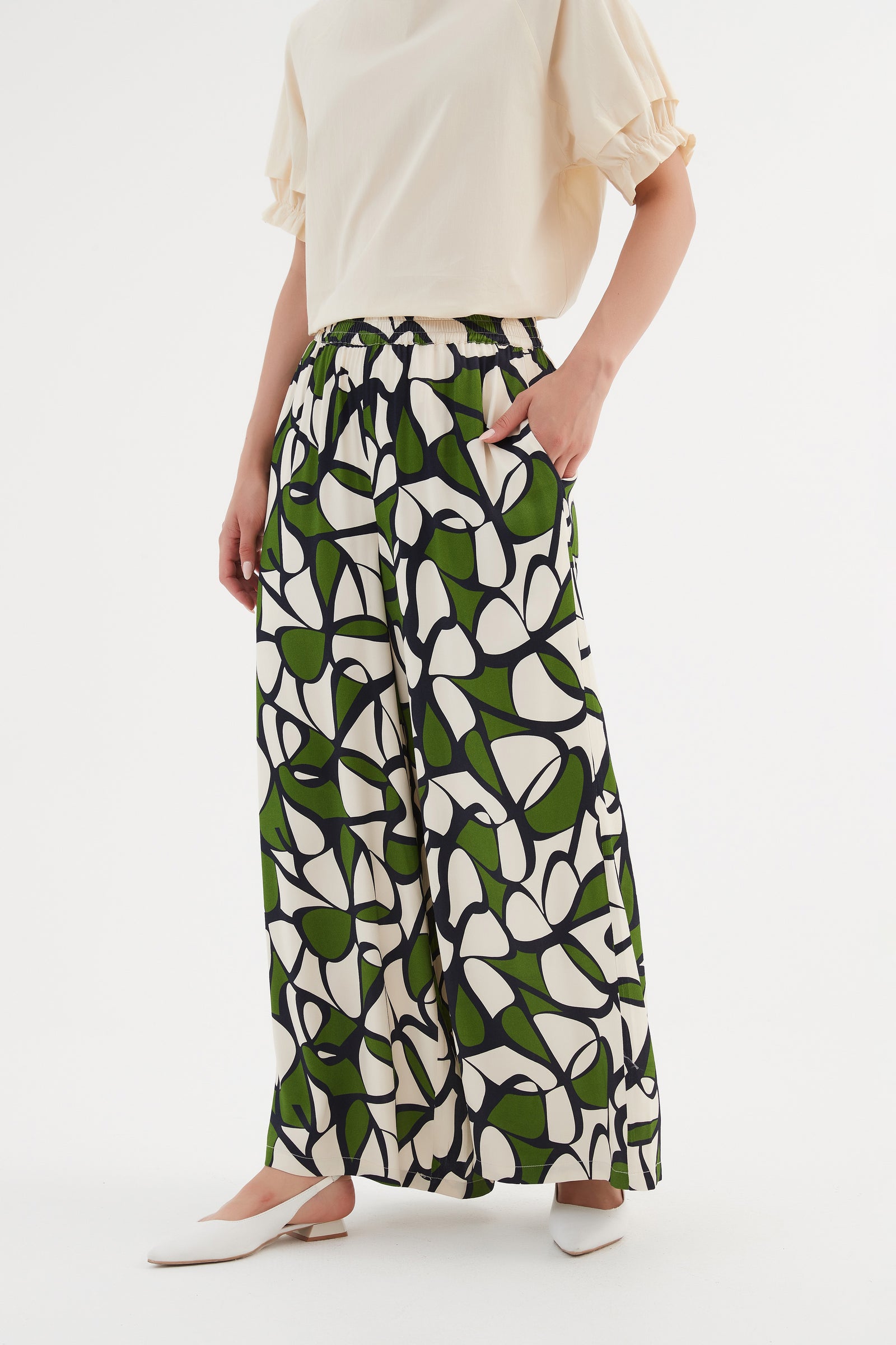 WIDE LEG PRINT PANT