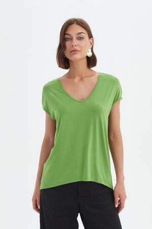 DEEP V CAP SLEEVE TEE