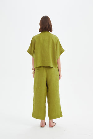 BOXY BUTTON LINEN SHIRT