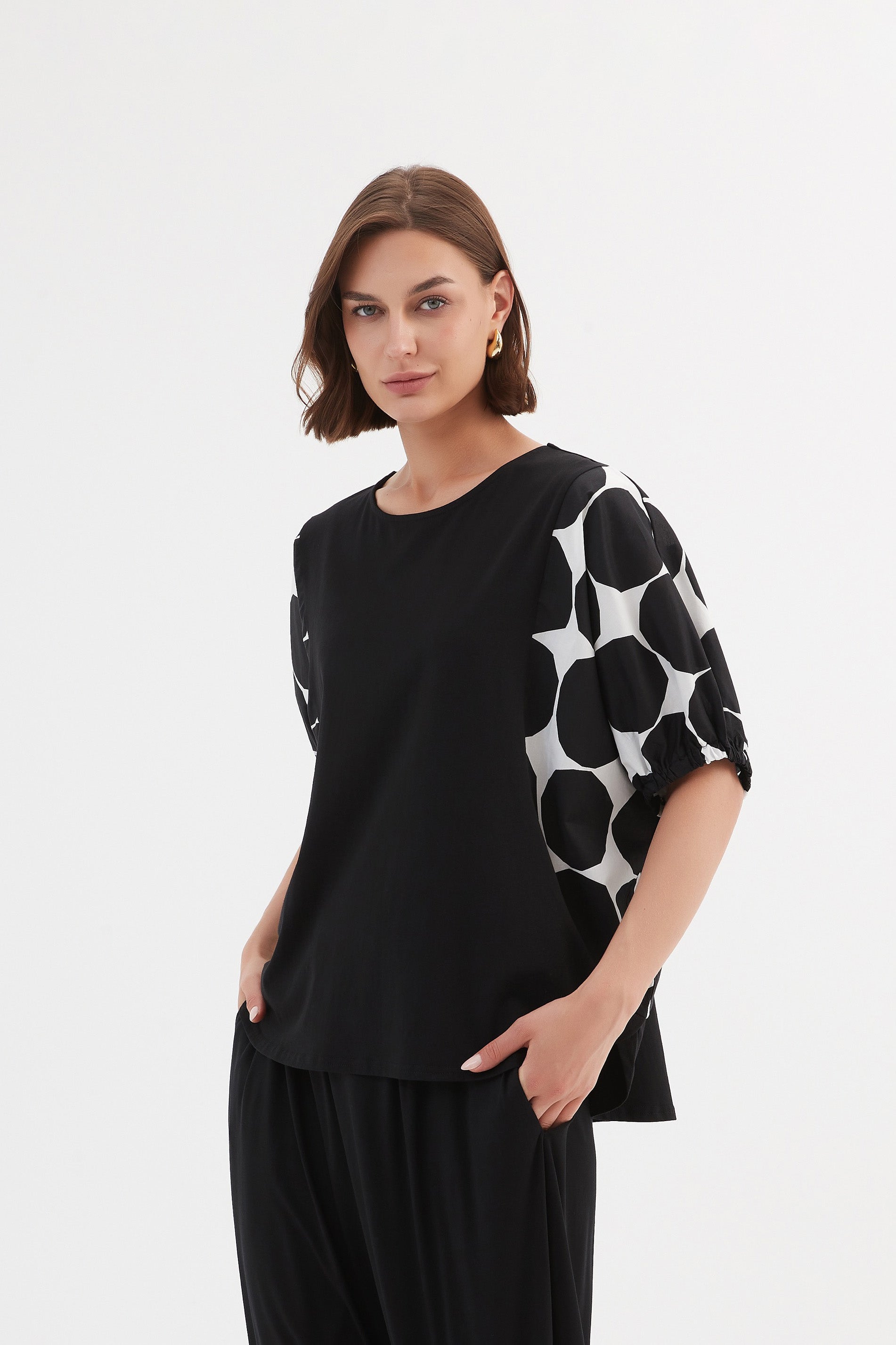 PUFF SLEEVE COMBI TEE