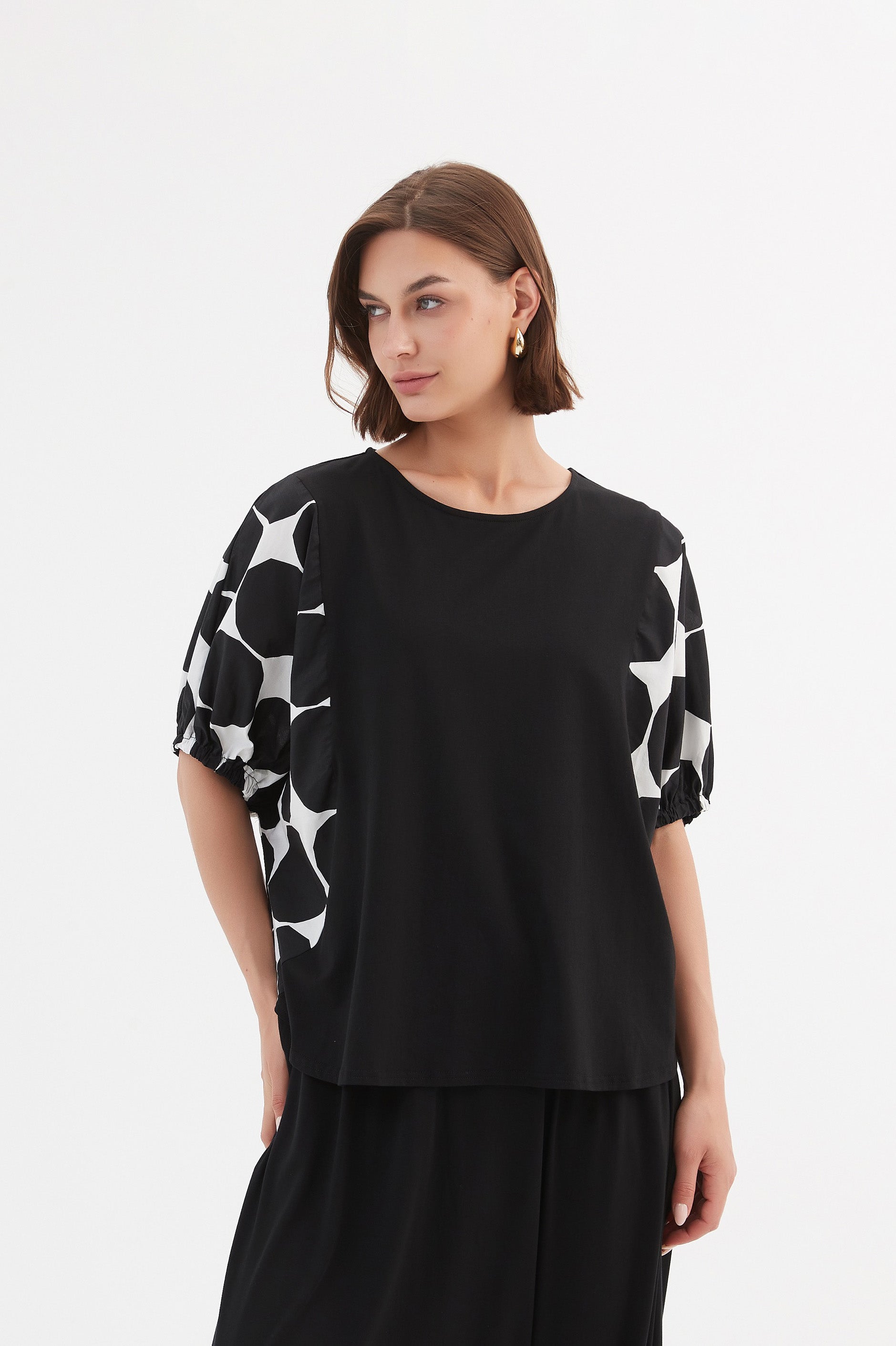 PUFF SLEEVE COMBI TEE