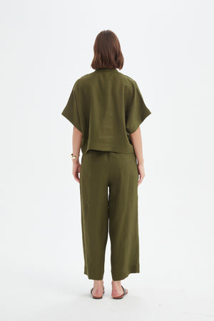 BOXY BUTTON LINEN SHIRT