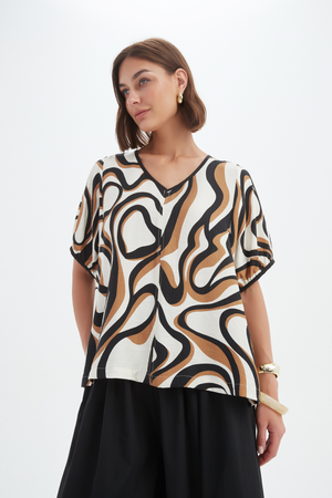 BISHOP SLEEVE SWIRL TOP