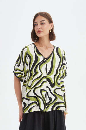 BISHOP SLEEVE SWIRL TOP