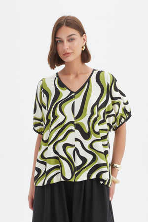 BISHOP SLEEVE SWIRL TOP