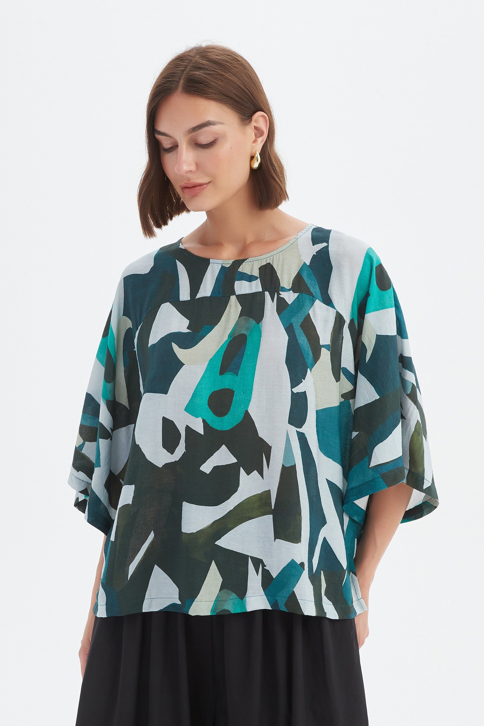 WIDE SLEEVE PRINT TOP