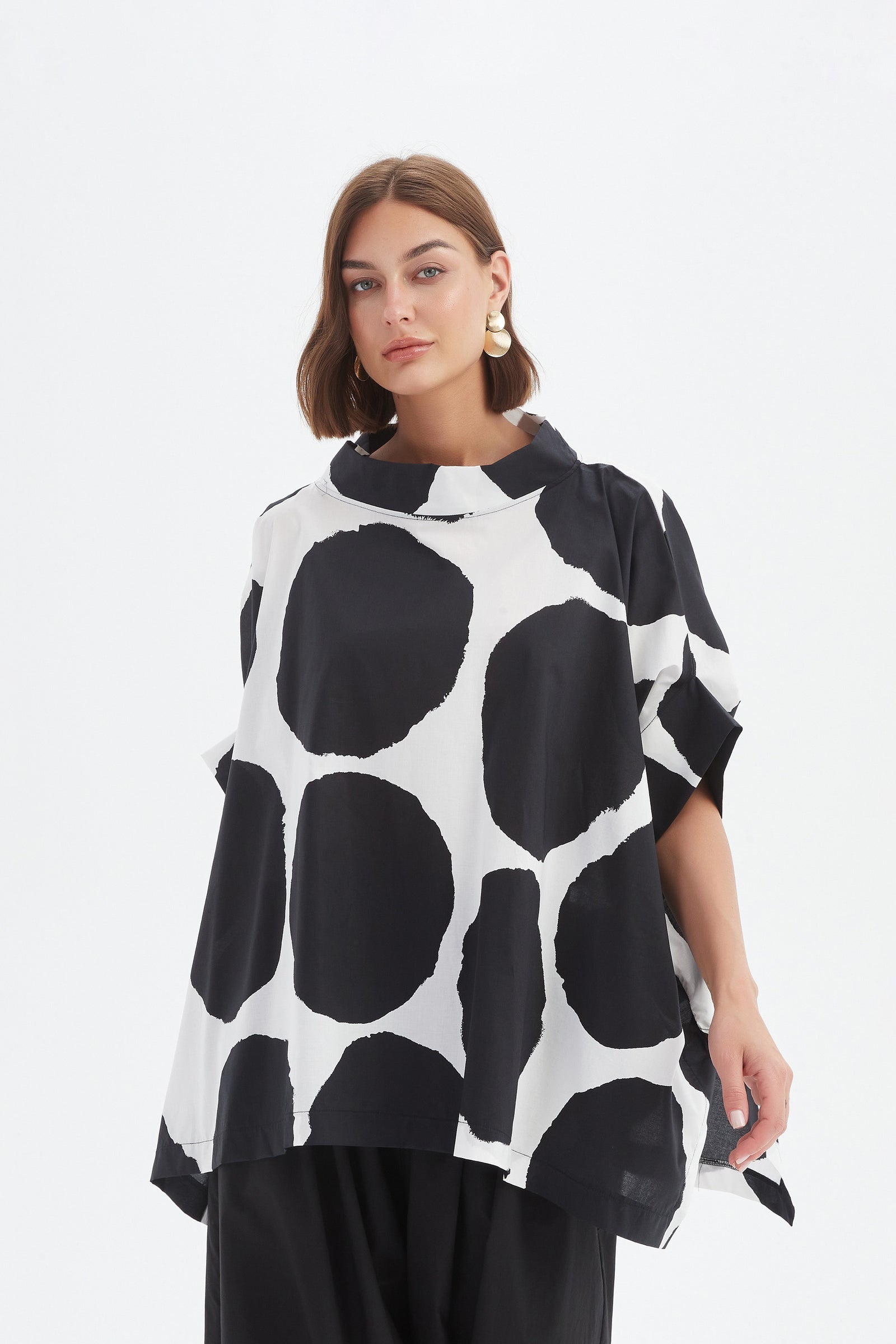  black and white polka dot poncho 