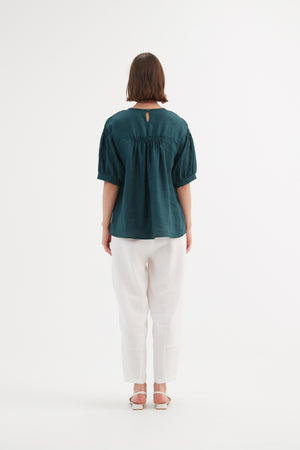 BISHOP SLEEVE SHIRRING TOP