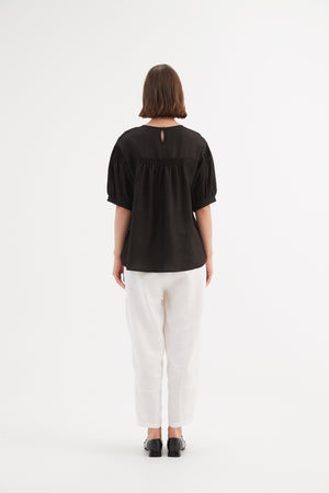 BISHOP SLEEVE SHIRRING TOP