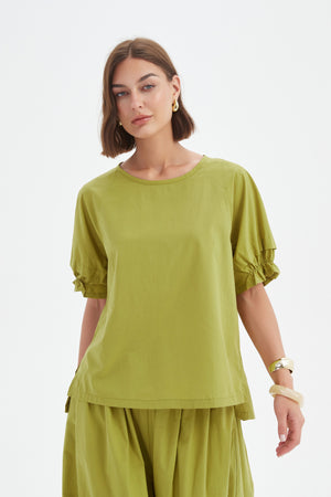 [PRE-ORDER] RUFFLE SLEEVE LYOCELL TOP