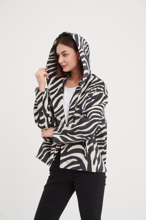 HOODED PRINT JACKET