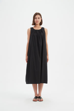 PLEAT NECK DRESS