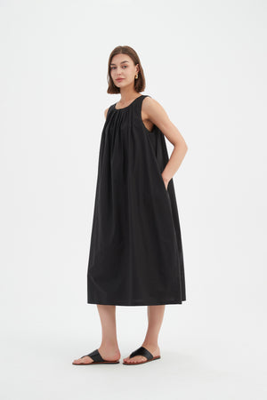 PLEAT NECK DRESS