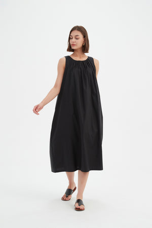 PLEAT NECK DRESS