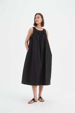 PLEAT NECK DRESS