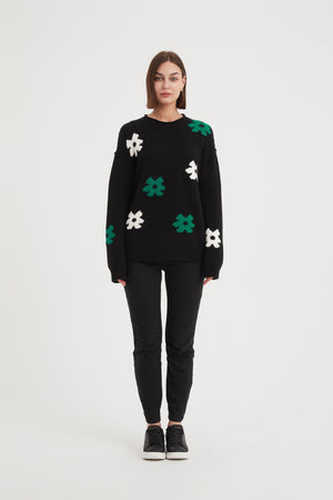 FLOWER CONTRAST KNIT