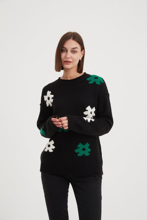 FLOWER CONTRAST KNIT