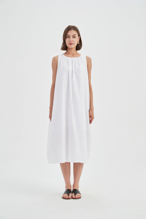 PLEAT NECK DRESS