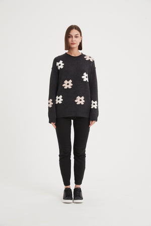 FLOWER CONTRAST KNIT