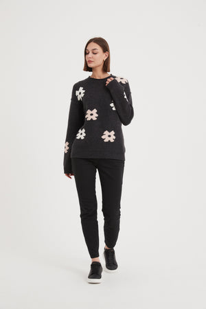 FLOWER CONTRAST KNIT