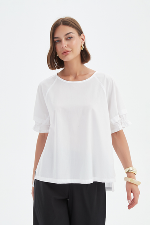 [PRE-ORDER] RUFFLE SLEEVE LYOCELL TOP