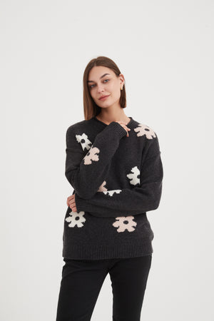 FLOWER CONTRAST KNIT