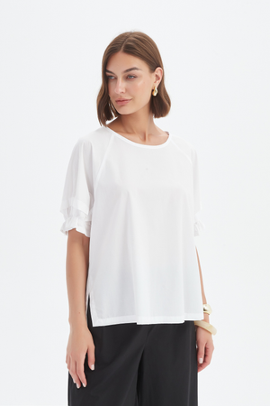 [PRE-ORDER] RUFFLE SLEEVE LYOCELL TOP
