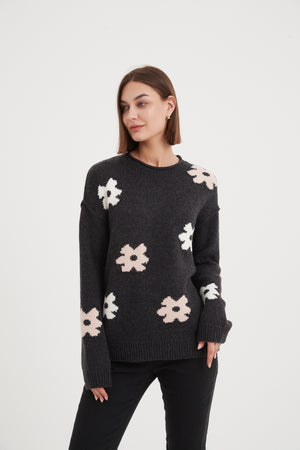 FLOWER CONTRAST KNIT