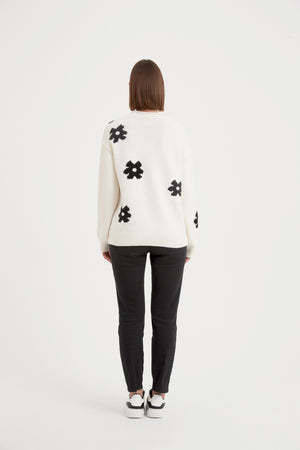 FLOWER CONTRAST KNIT