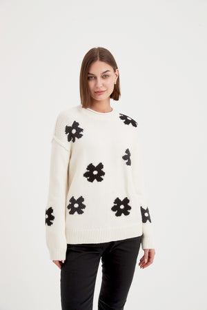 FLOWER CONTRAST KNIT